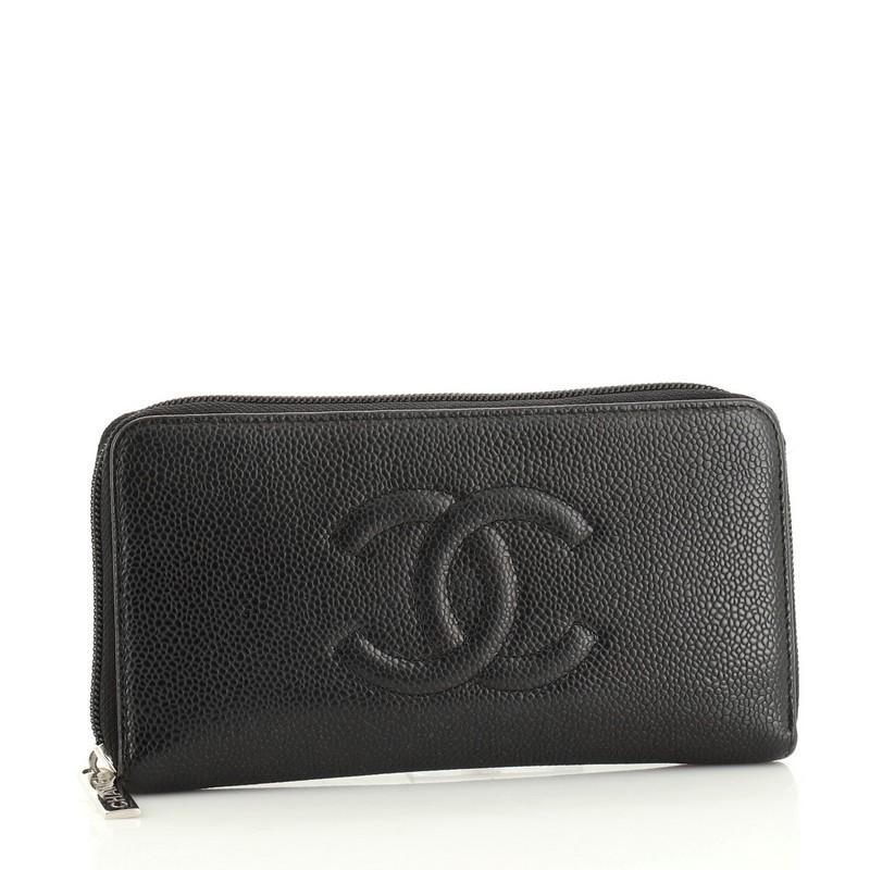 Black Chanel Timeless CC Zipped Wallet Caviar Long