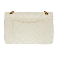 Chanel Timeless/Classic COCO 27 cm double flap bag in ecru quilted leather, GHW