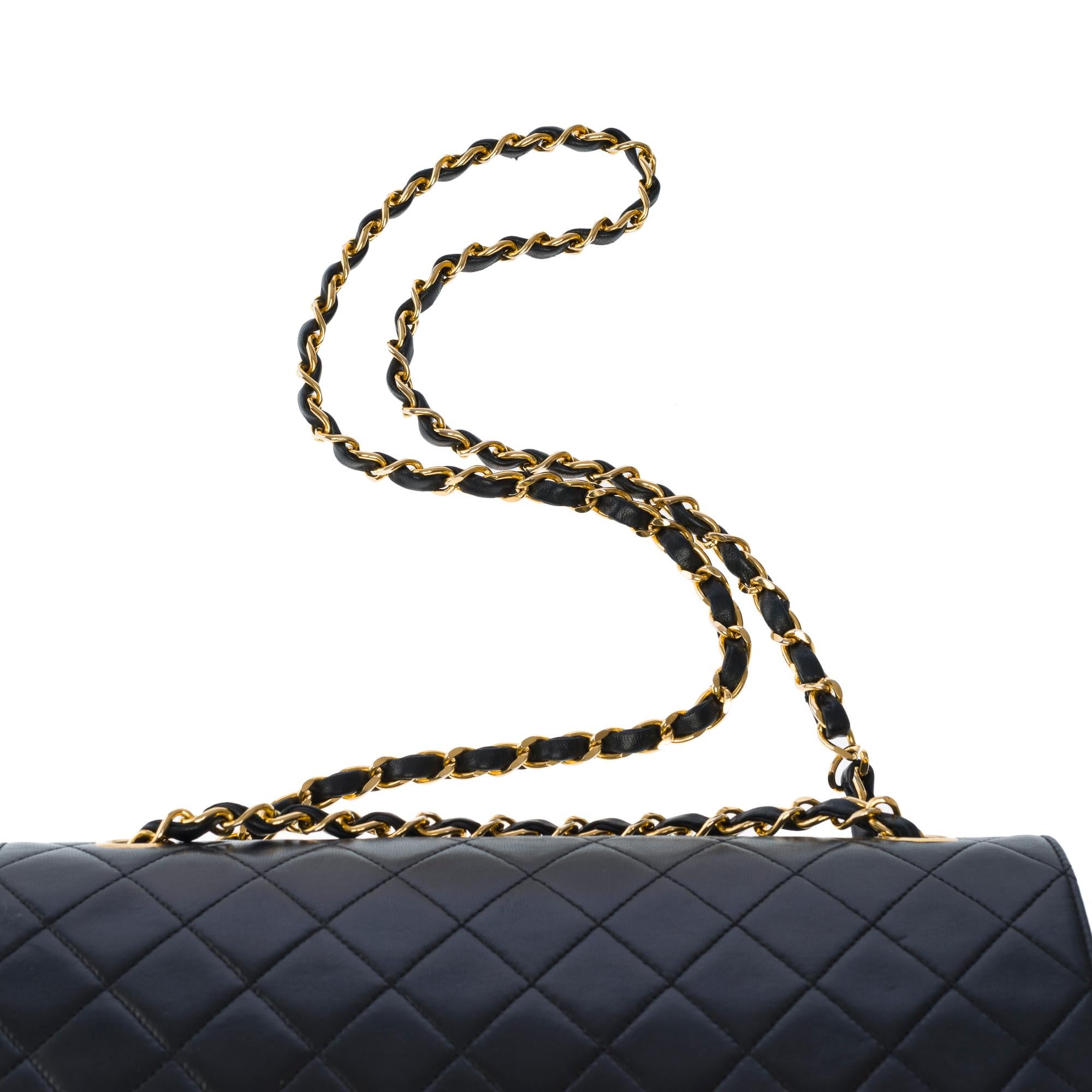 Chanel Timeless/Classic double flap shoulder bag in black quilted lambskin , GHW 6