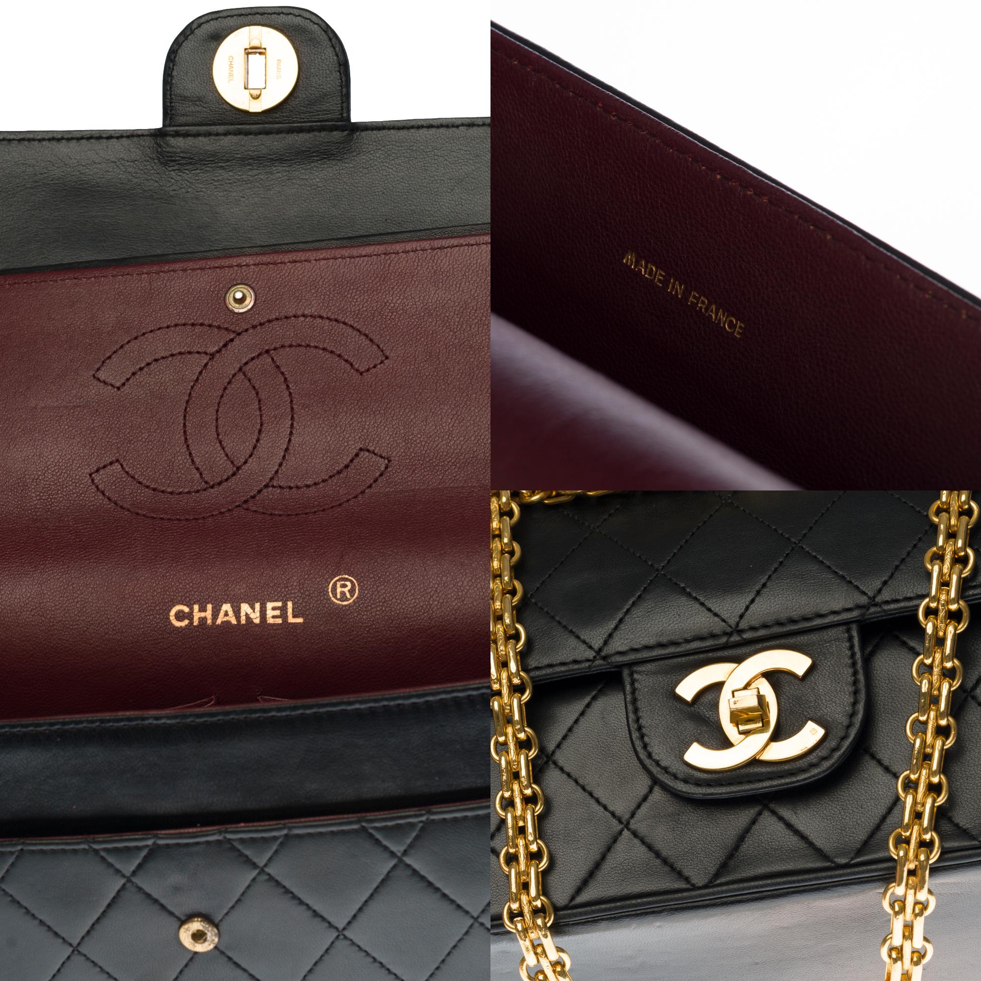 Women's Chanel Timeless/Classic double Flap shoulder bag in black quilted lambskin, GHW