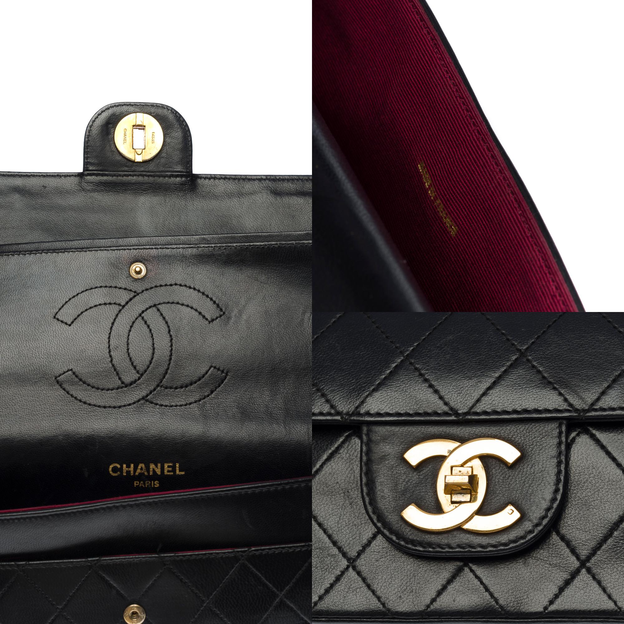 Women's Chanel Timeless/Classic double flap shoulder bag in black quilted lambskin, GHW