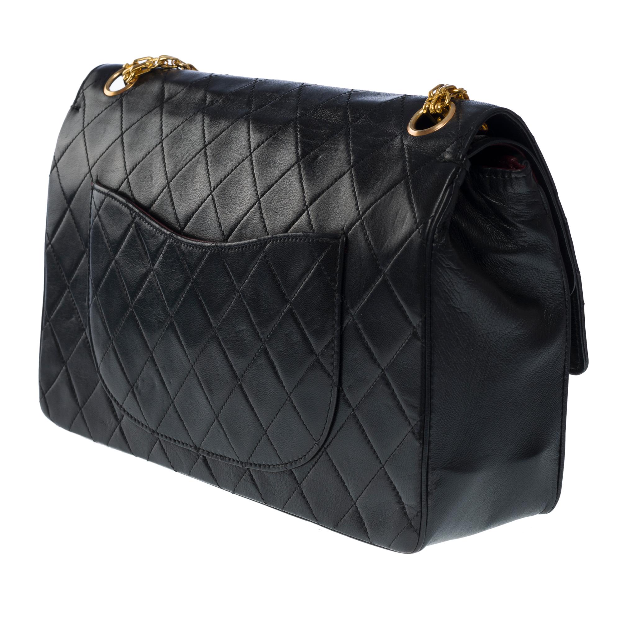 Chanel Timeless/Classic double flap shoulder bag in black quilted lambskin, GHW 1