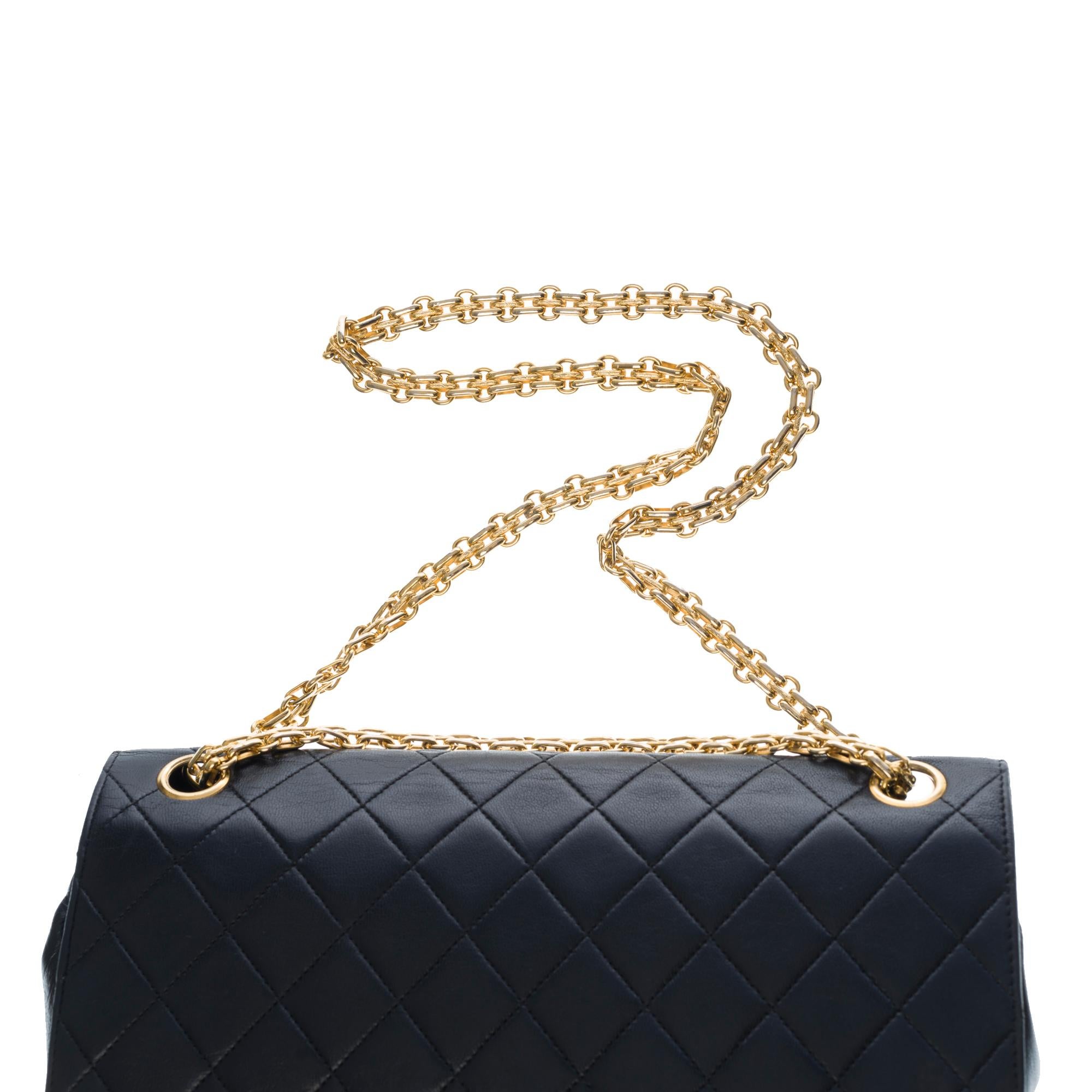 Chanel Timeless/Classic double Flap shoulder bag in black quilted lambskin, GHW 1