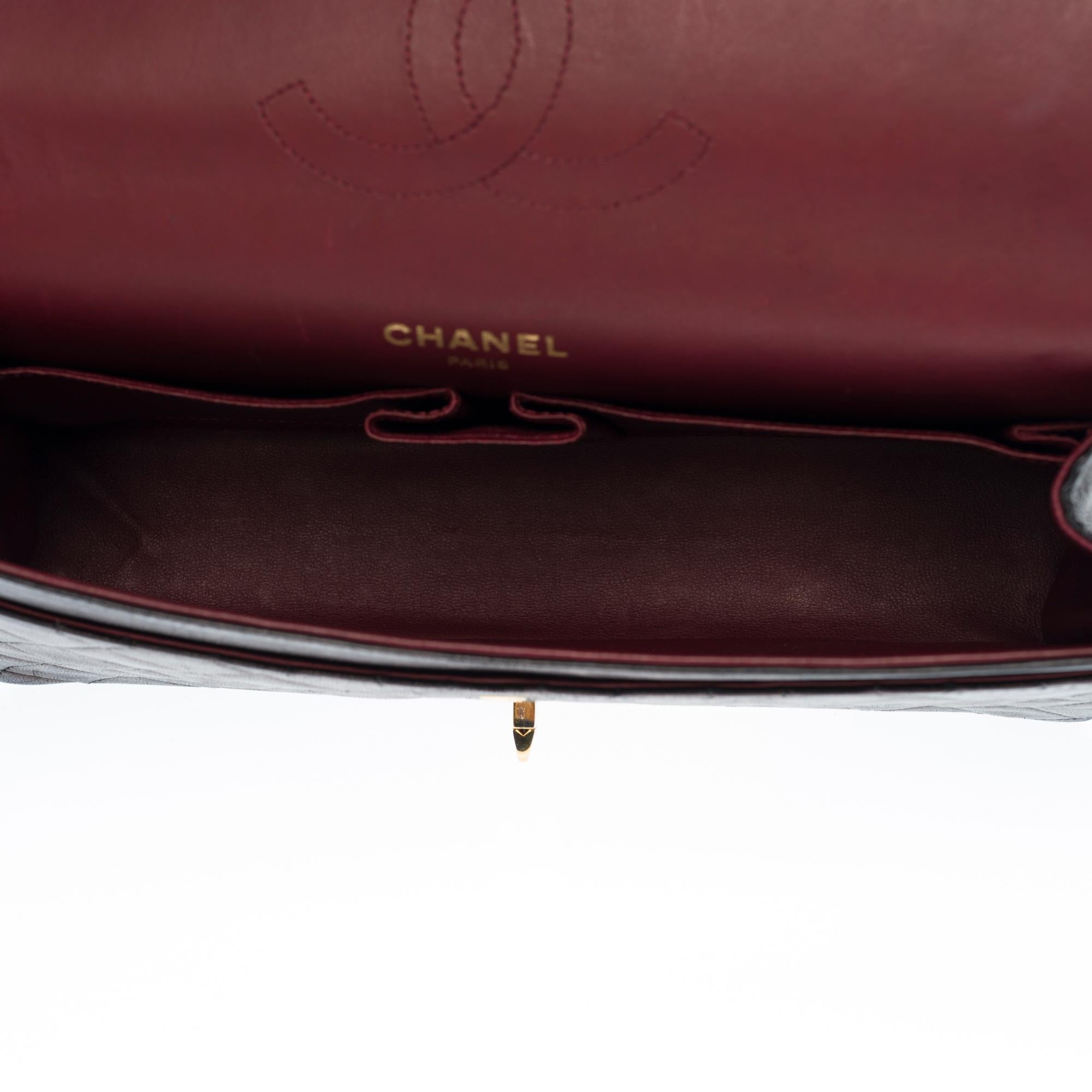 Borsa a tracolla Chanel Timeless/Classic con doppia patta in pelle d'agnello trapuntata nera, GHW In condizioni buone a Paris, IDF