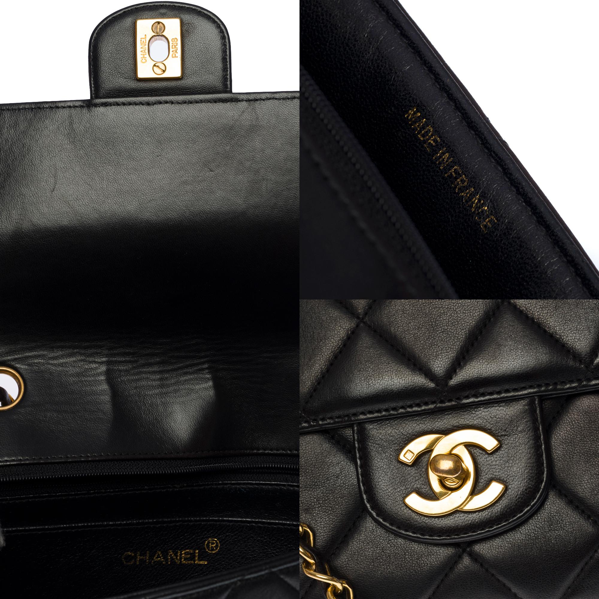 Chanel Timeless/Classic double Flap shoulder bag in black quilted lambskin, GHW 1