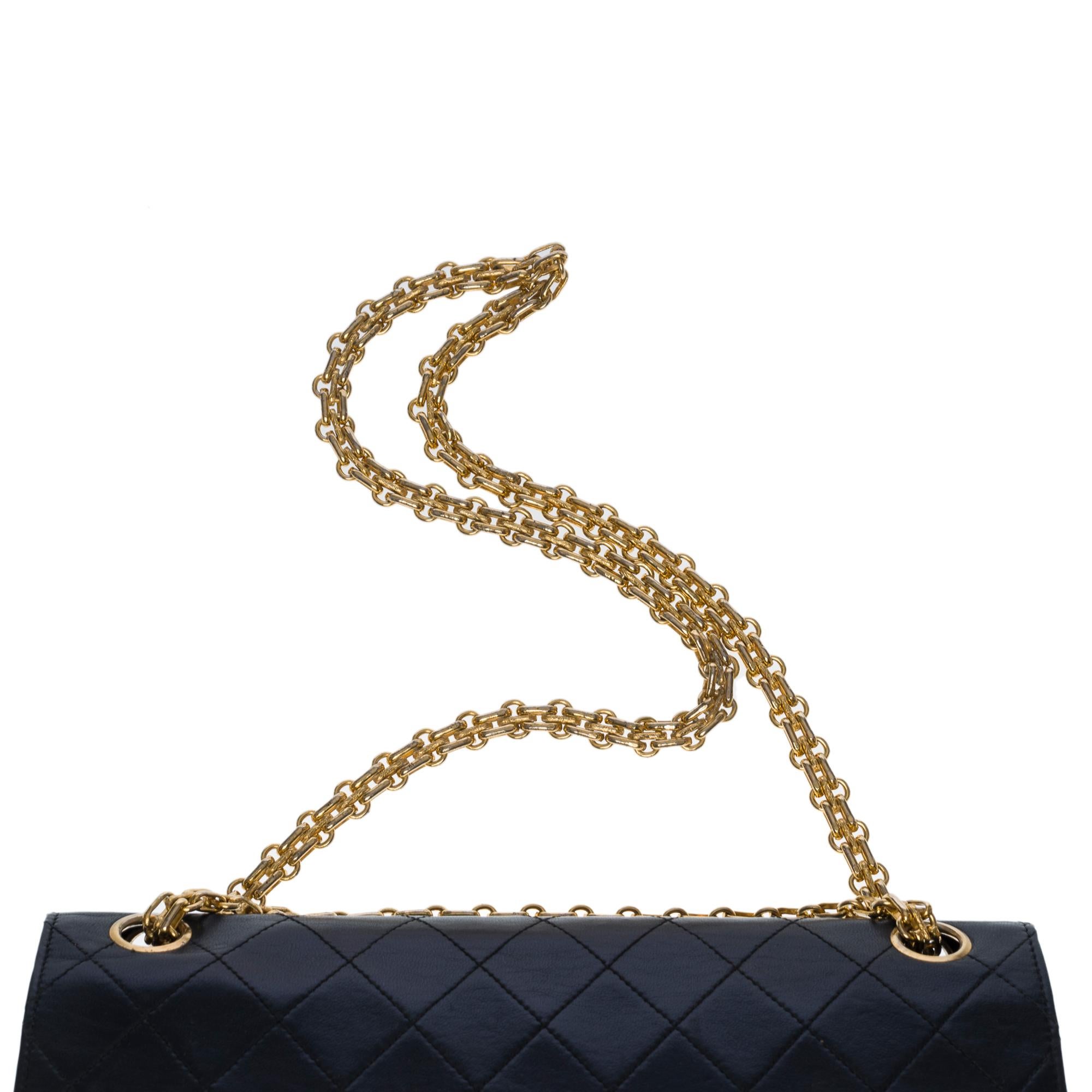 Chanel Timeless/Classic double flap shoulder bag in black quilted lambskin, GHW 2