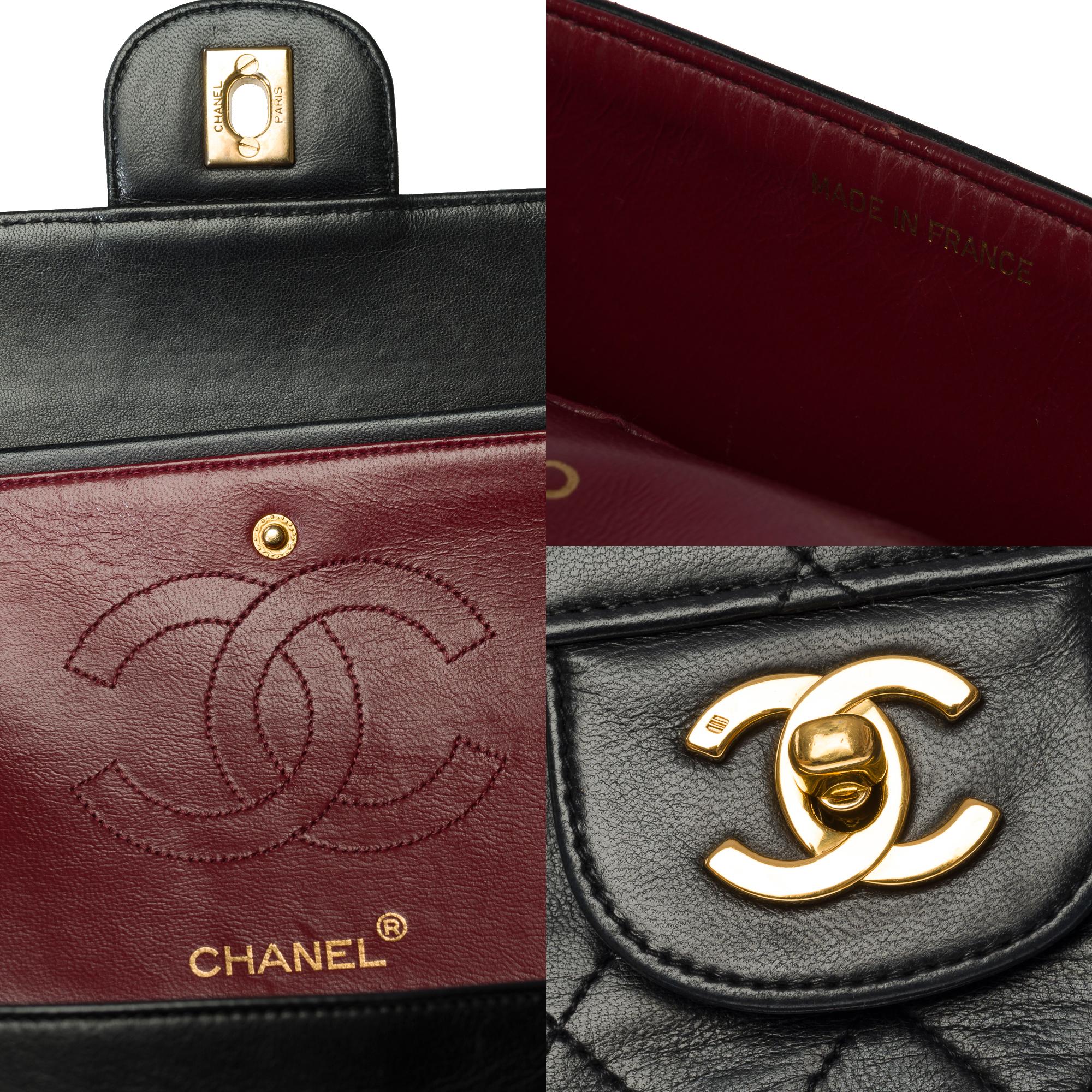 Chanel Timeless/Classic double flap shoulder bag in black quilted lambskin , GHW 3