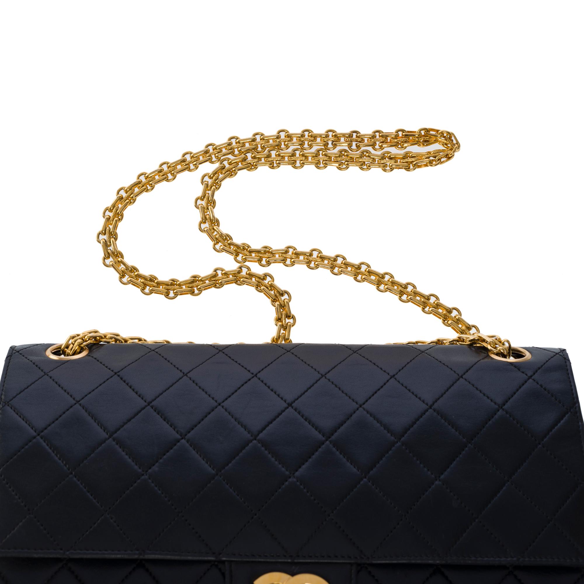 Chanel Timeless/Classic double flap shoulder bag in black quilted lambskin, GHW 5