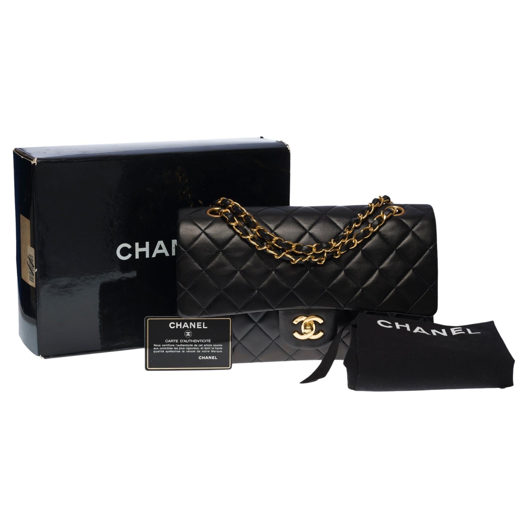 Chanel Timeless Classic Double Flap Shoulder Bag In Black Quilted Lambskin Ghw At 1stdibs
