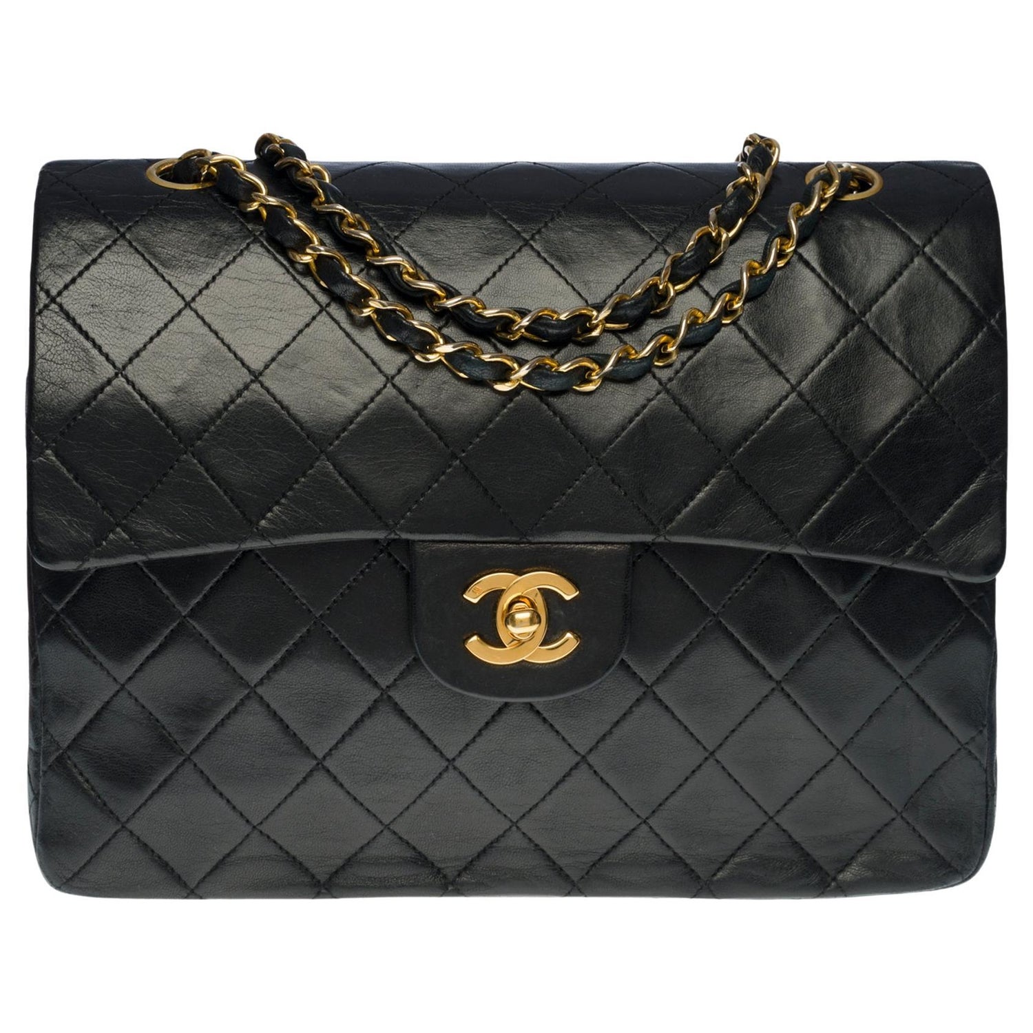 Chanel Vintage Black Mini Flap Bag W Burgundy Interior Series 1