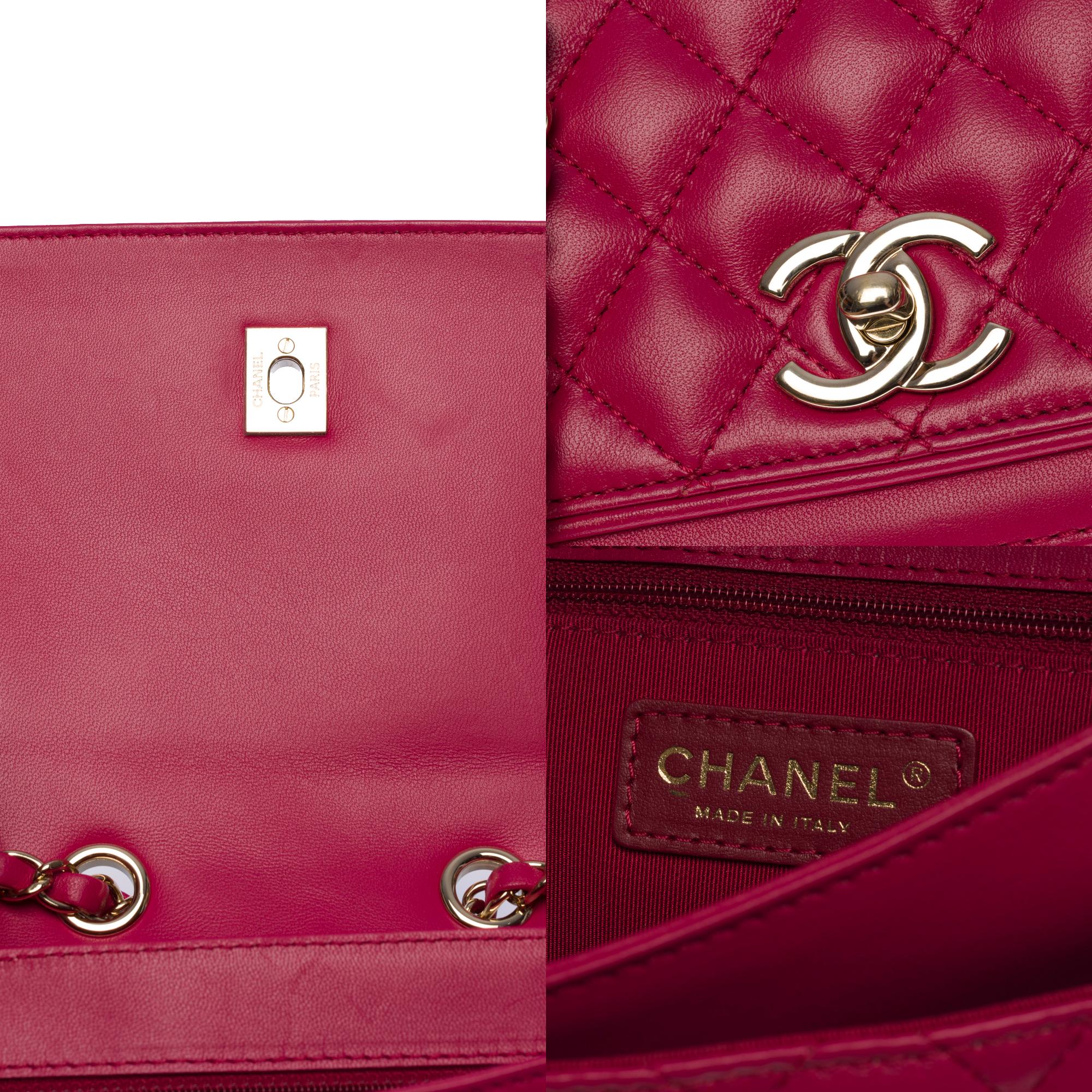 Women's Chanel Timeless/Classic double flap shoulder bag in pink quilted lambskin, CHW