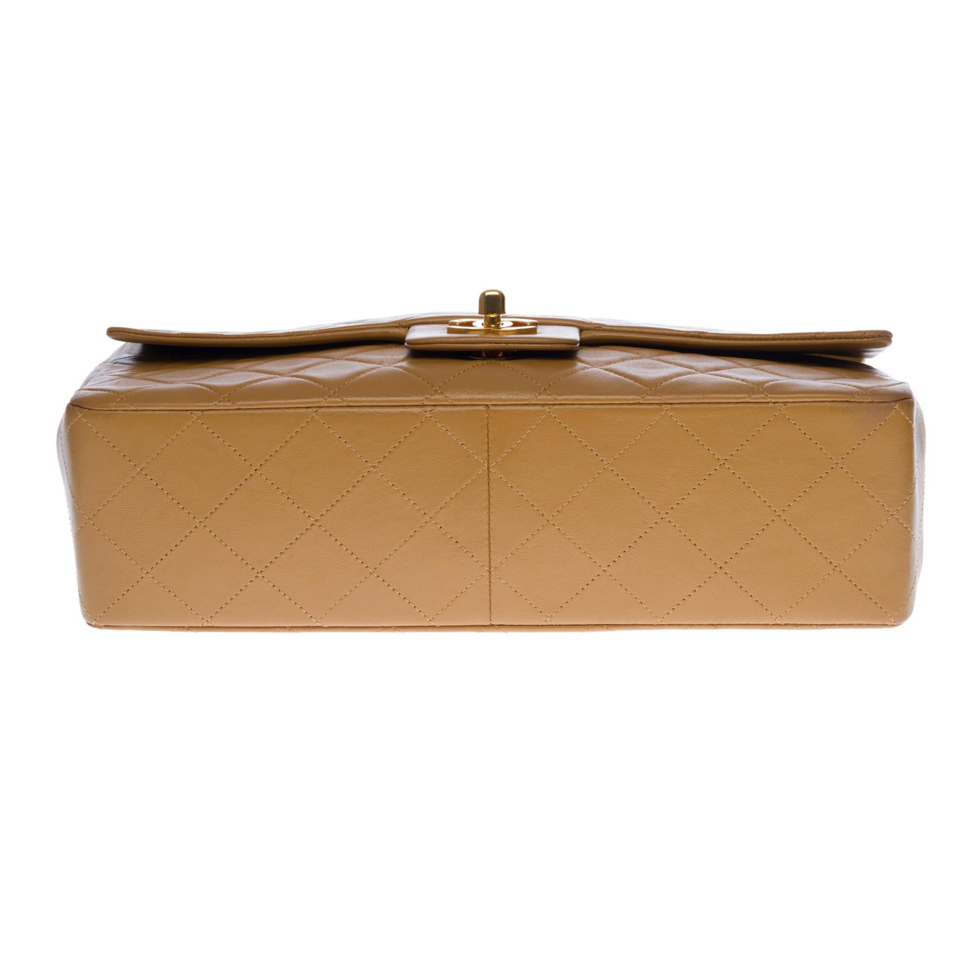 Chanel Timeless/Classic Flap bag Umhängetasche aus gestepptem Lammfell in Camel::GHW 5