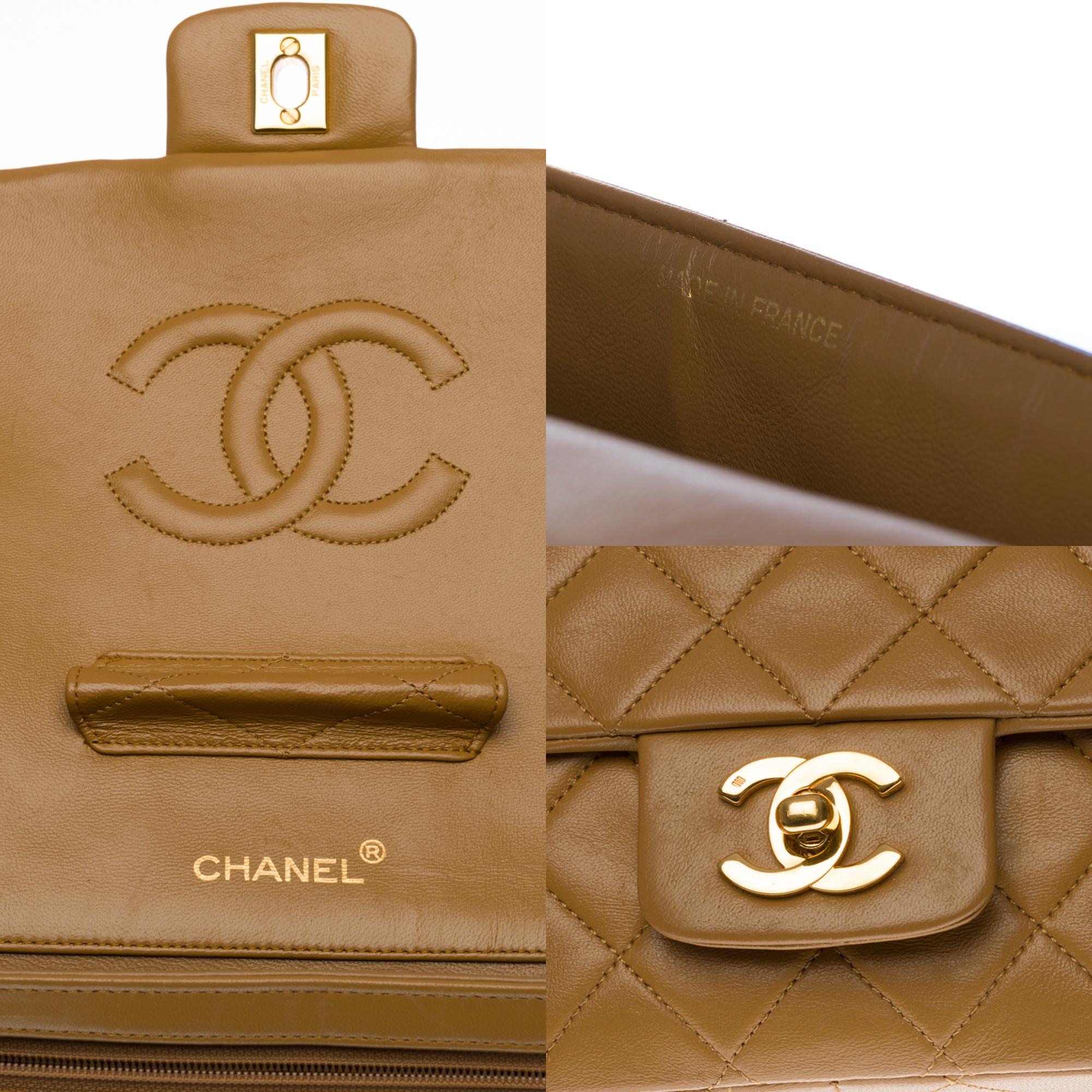 Chanel Timeless/Classic Flap bag Umhängetasche aus gestepptem Lammfell in Camel::GHW 1