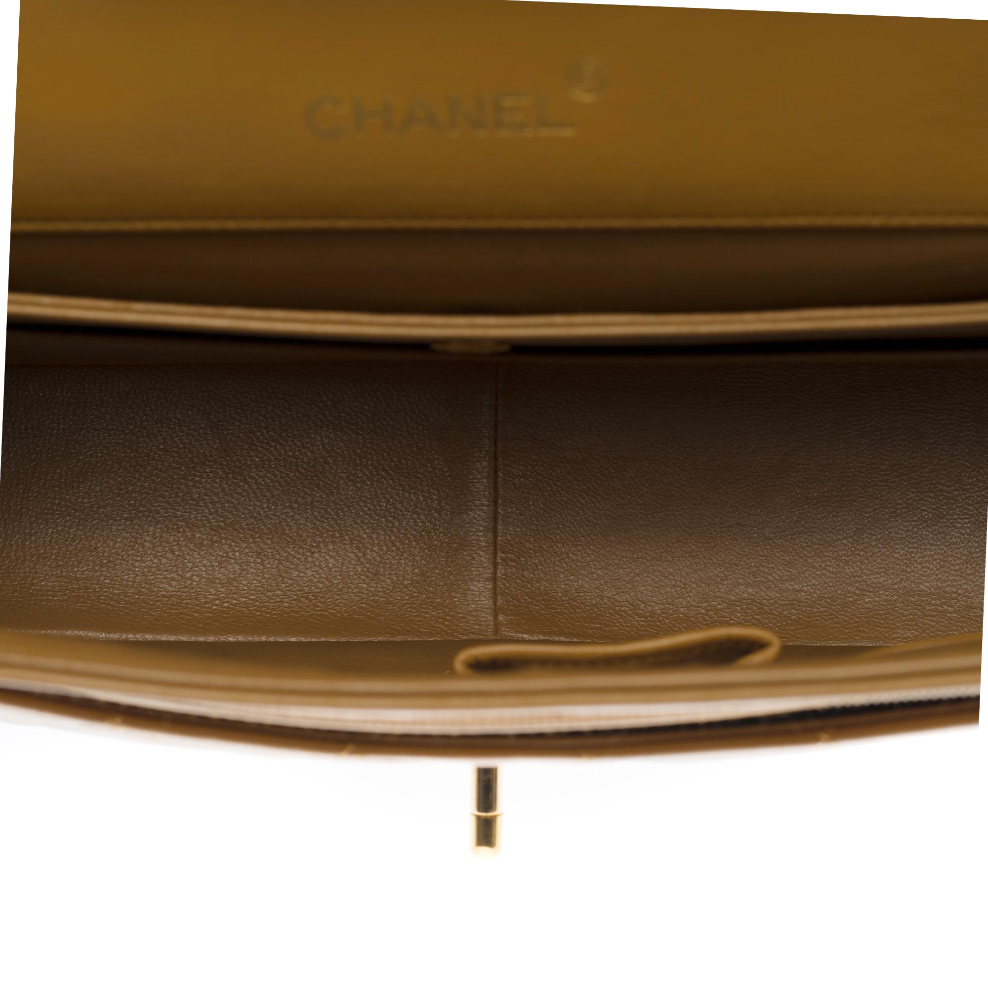 Chanel Timeless/Classic Flap bag Umhängetasche aus gestepptem Lammfell in Camel::GHW 3