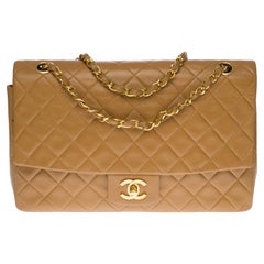 Chanel Timeless/Classic Flap bag shoulder bag in camel quilted lambskin,  GHW at 1stDibs