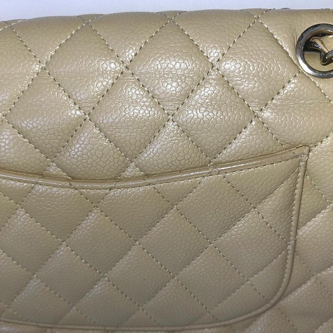 Chanel Timeless Classic Flap Beige Caviar Leather Silver Hardware, 2005-2006 For Sale 9