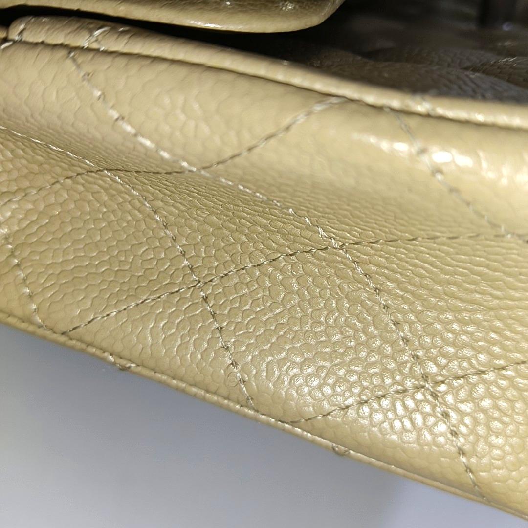 Chanel Timeless Classic Flap Beige Caviar Leather Silver Hardware, 2005-2006 For Sale 10
