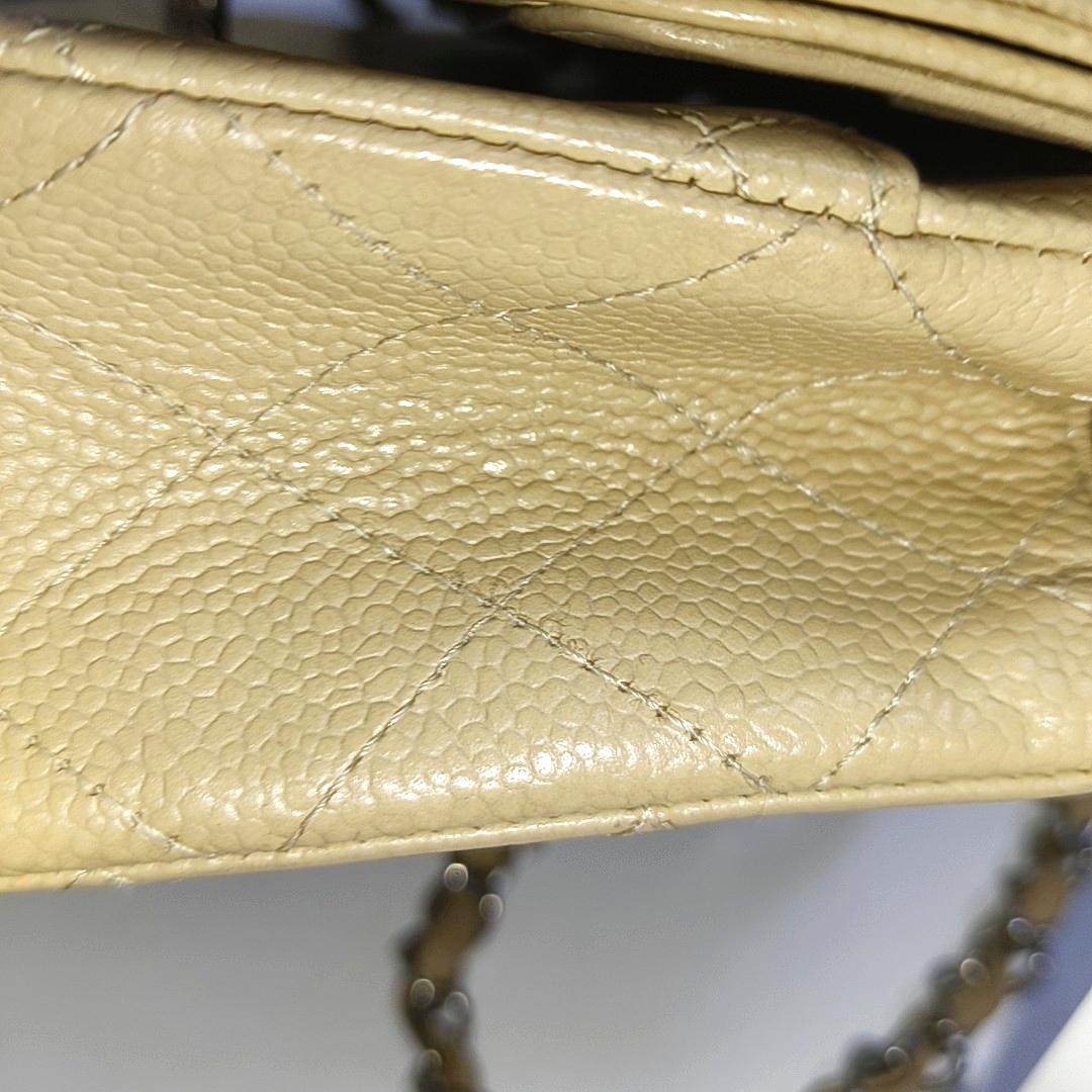 Chanel Timeless Classic Flap Beige Caviar Leather Silver Hardware, 2005-2006 For Sale 11