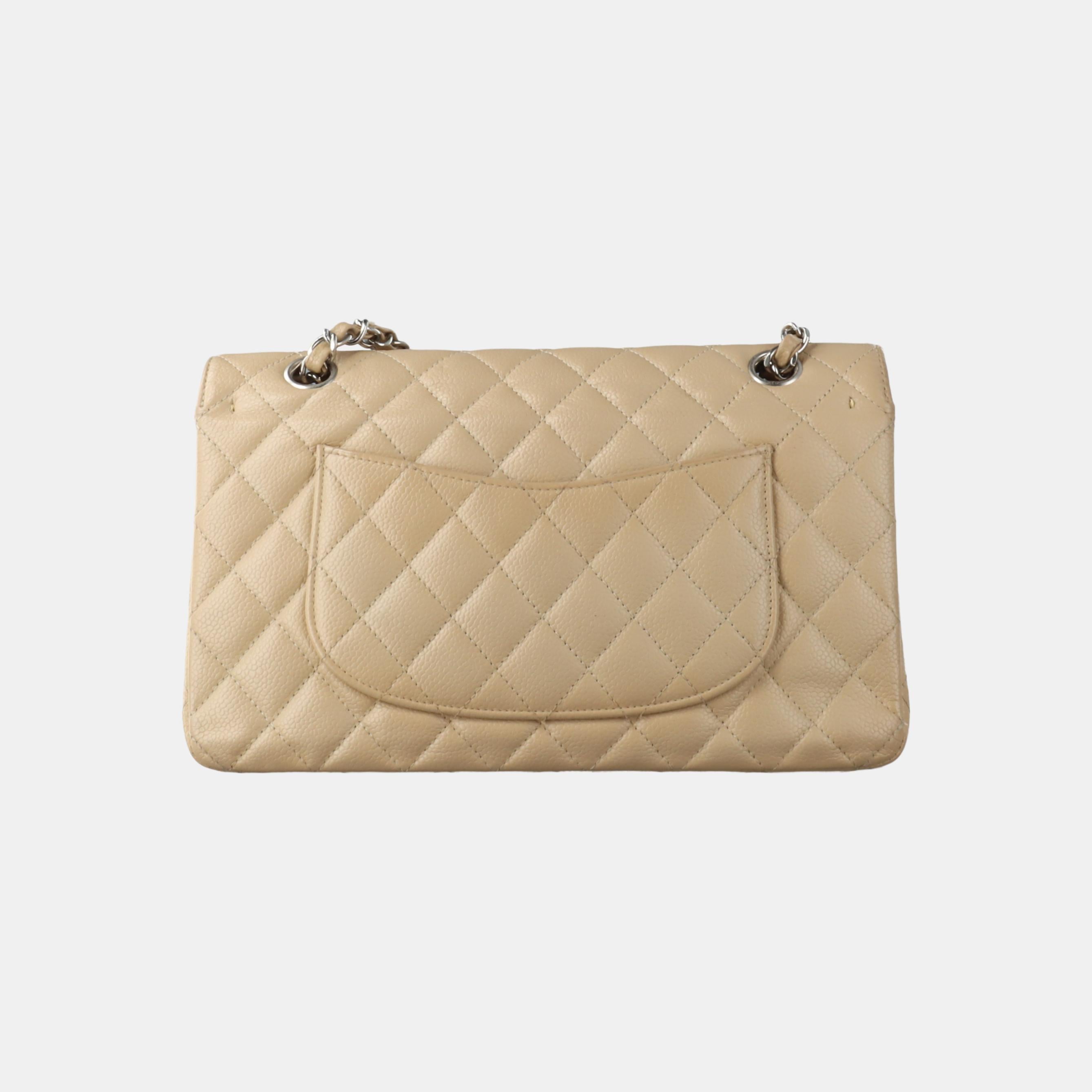 Chanel Timeless Classic Flap Beige Caviar Leather Silver Hardware, 2005-2006 1