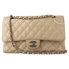 Chanel Timeless Classic Flap Beige Caviar Leather Silver Hardware, 2005-2006