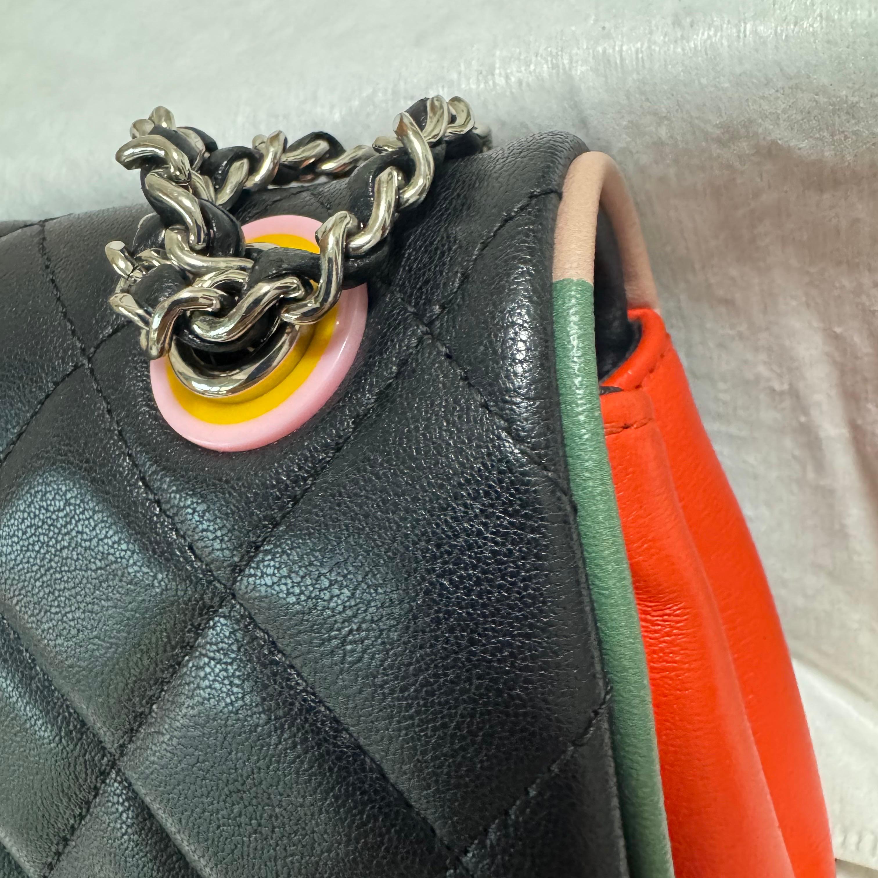 Chanel Timeless Classic Flap Lambskin Plexiglass Quilted Medium Cuba Color Black For Sale 8