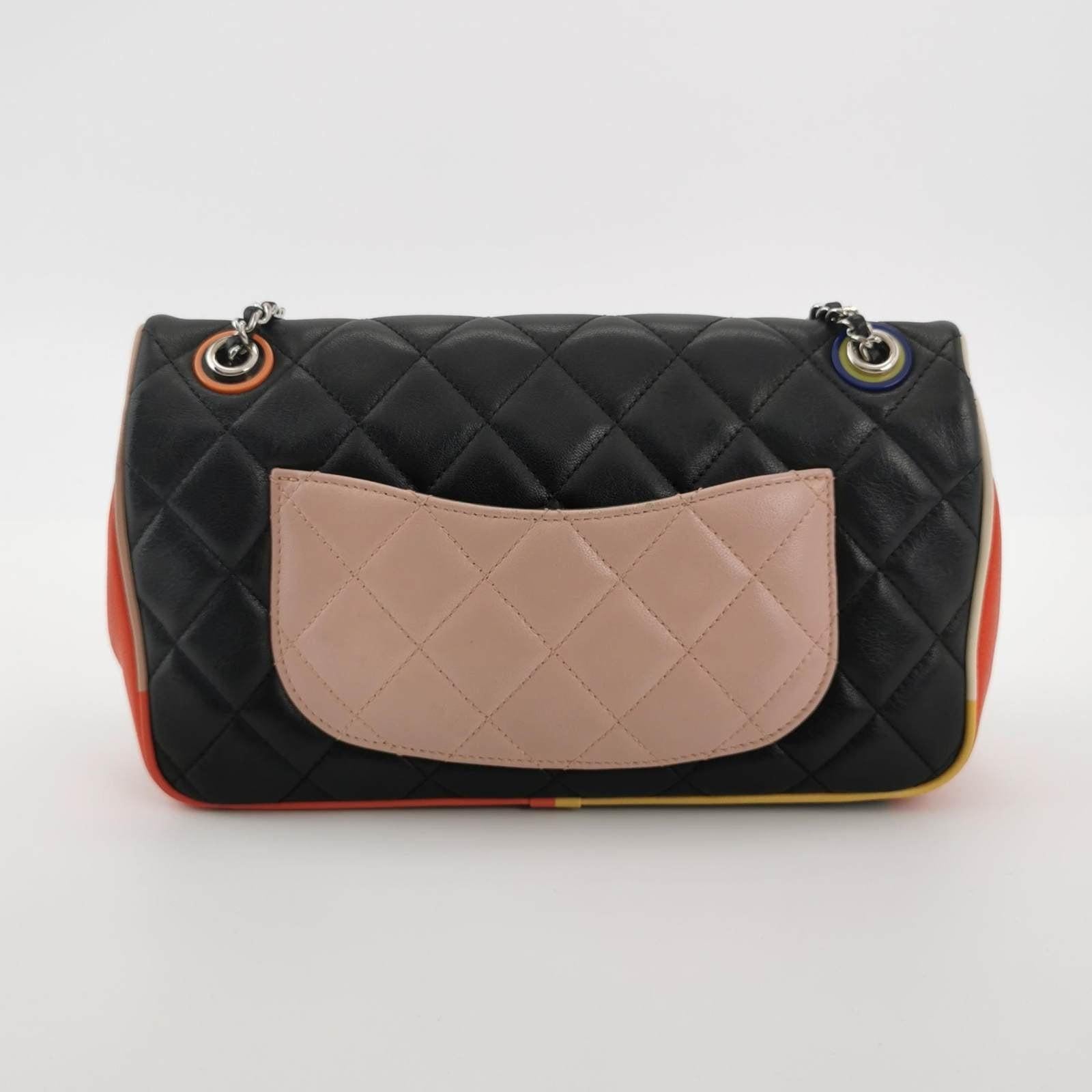 Women's Chanel Timeless Classic Flap Lambskin Plexiglass Quilted Medium Cuba Color Black