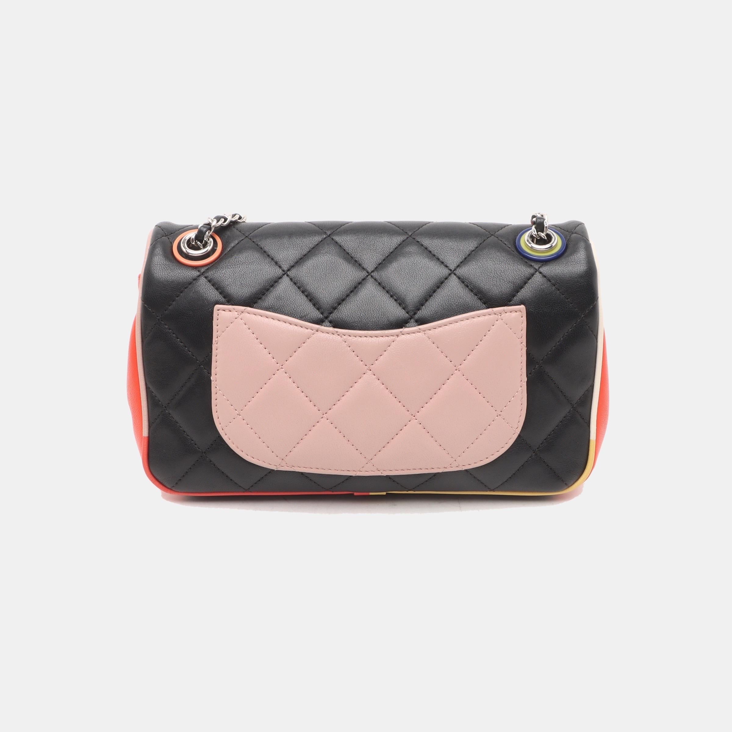Chanel Timeless Classic Flap Lambskin Plexiglass Quilted Small Cuba Color Black Bon état à AUBERVILLIERS, FR