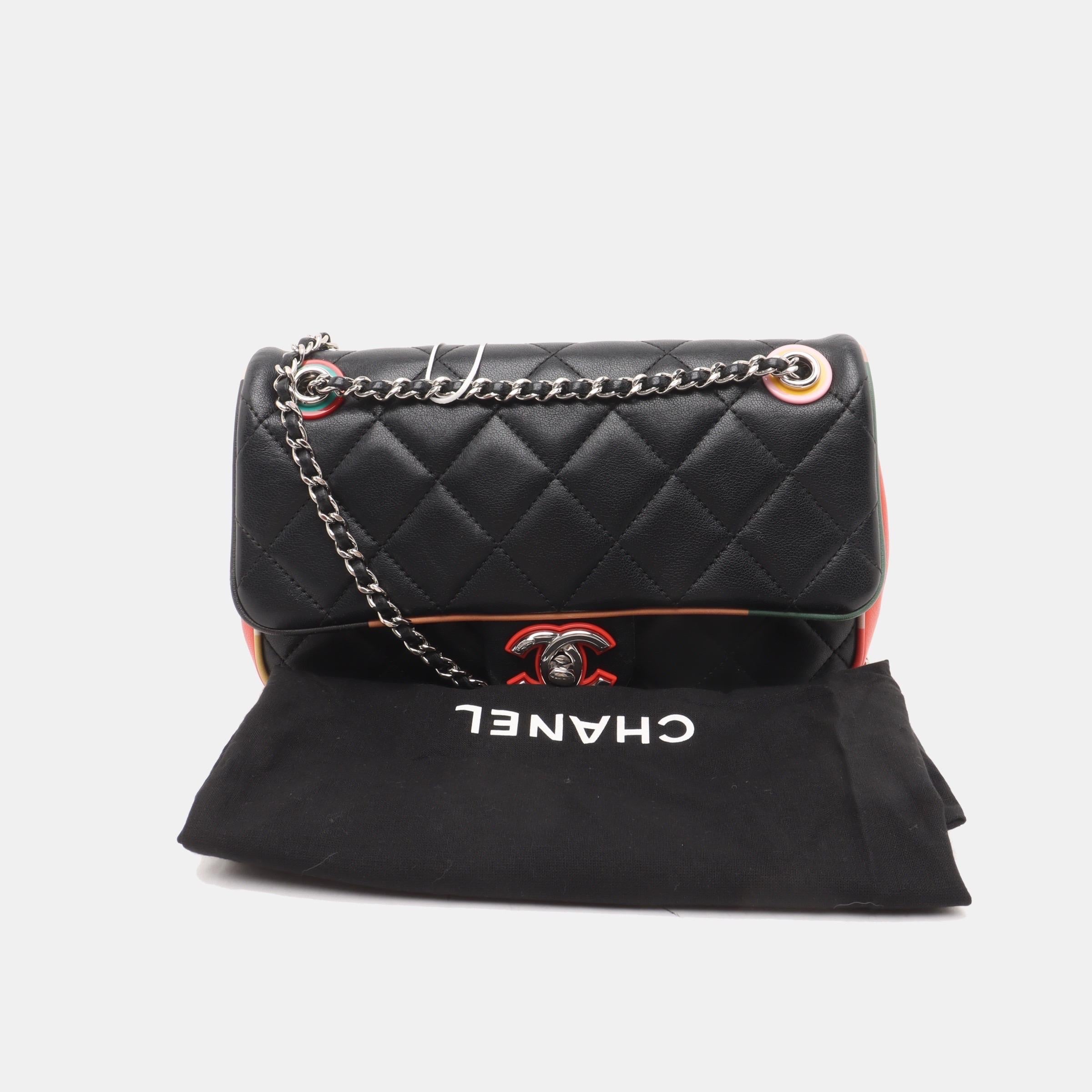 Chanel Timeless Classic Flap Lambskin Plexiglass Quilted Small Cuba Color Black 3