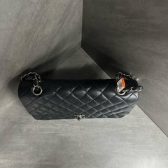 Chanel Timeless Classic Flap Medium 2011 Black Lambskin Leather Silver Hardware