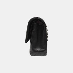 Chanel Timeless Classic Flap Medium 2014 Black Lambskin Leather Silver Hardware