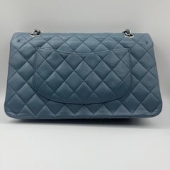 Chanel Timeless Classic Flap Medium Ash Blue Lambskin Leather Silver Hardware