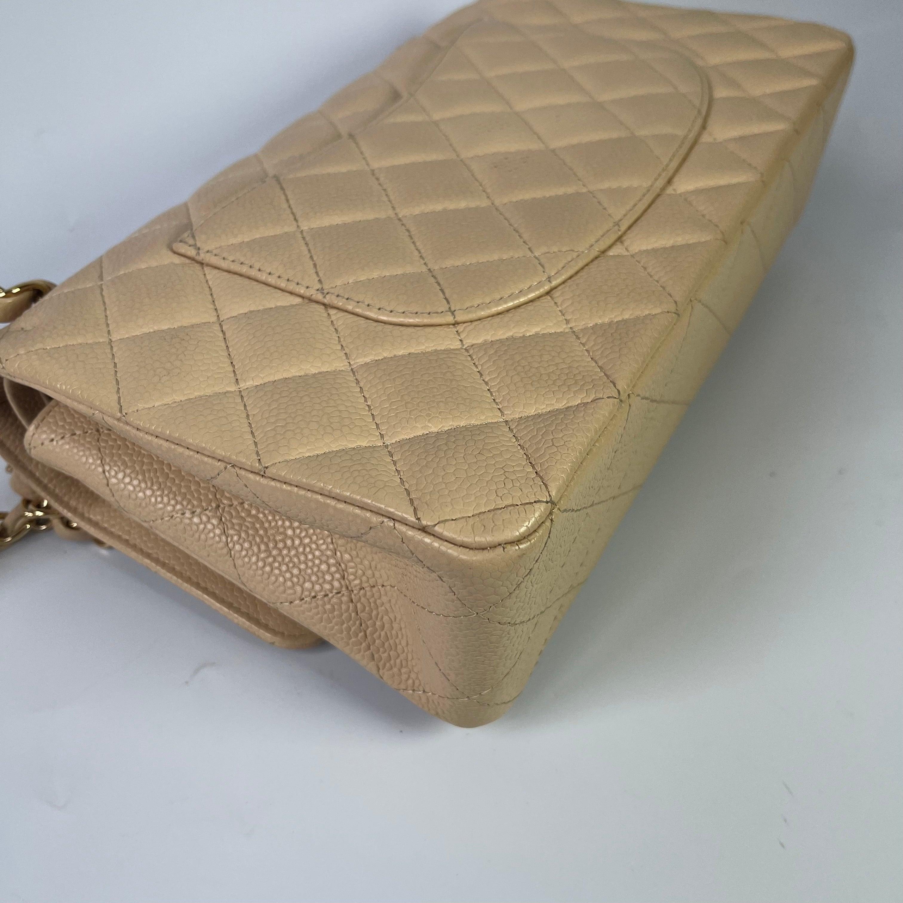 Chanel Timeless Classic Flap Medium Beige Caviar Leather Gold Hardware 2009-2010 11