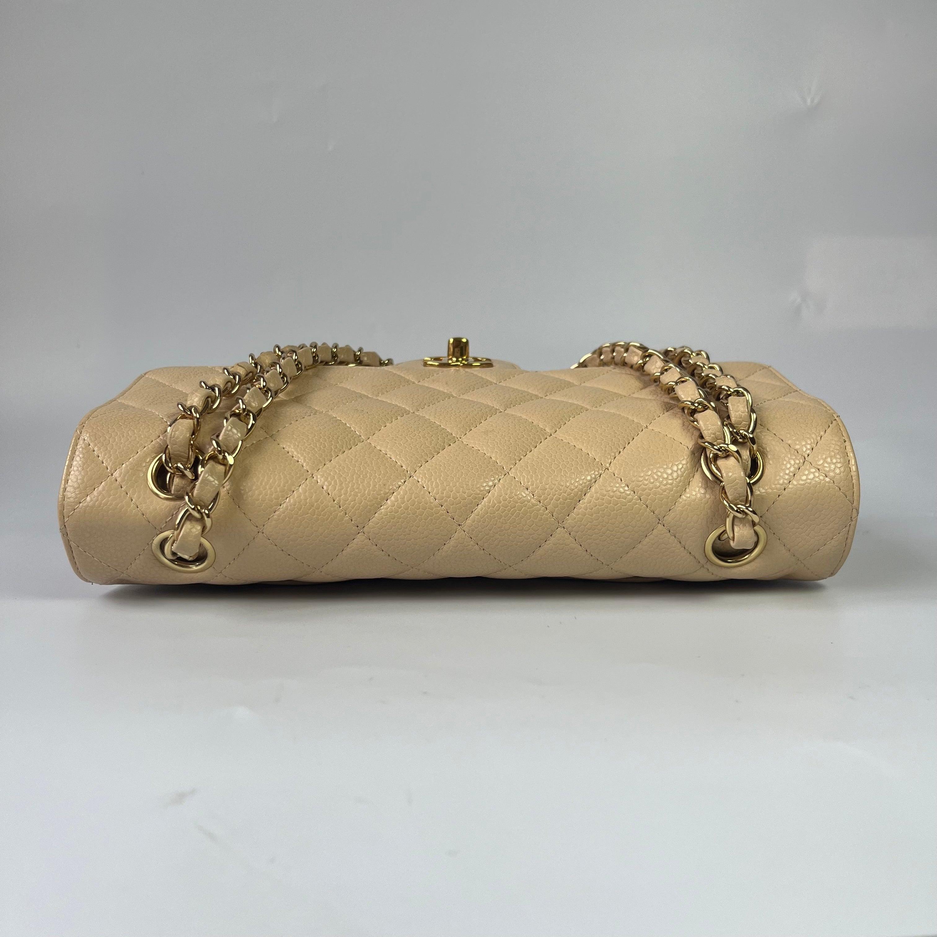 Chanel Timeless Classic Flap Medium Beige Caviar Leather Gold Hardware 2009-2010 1