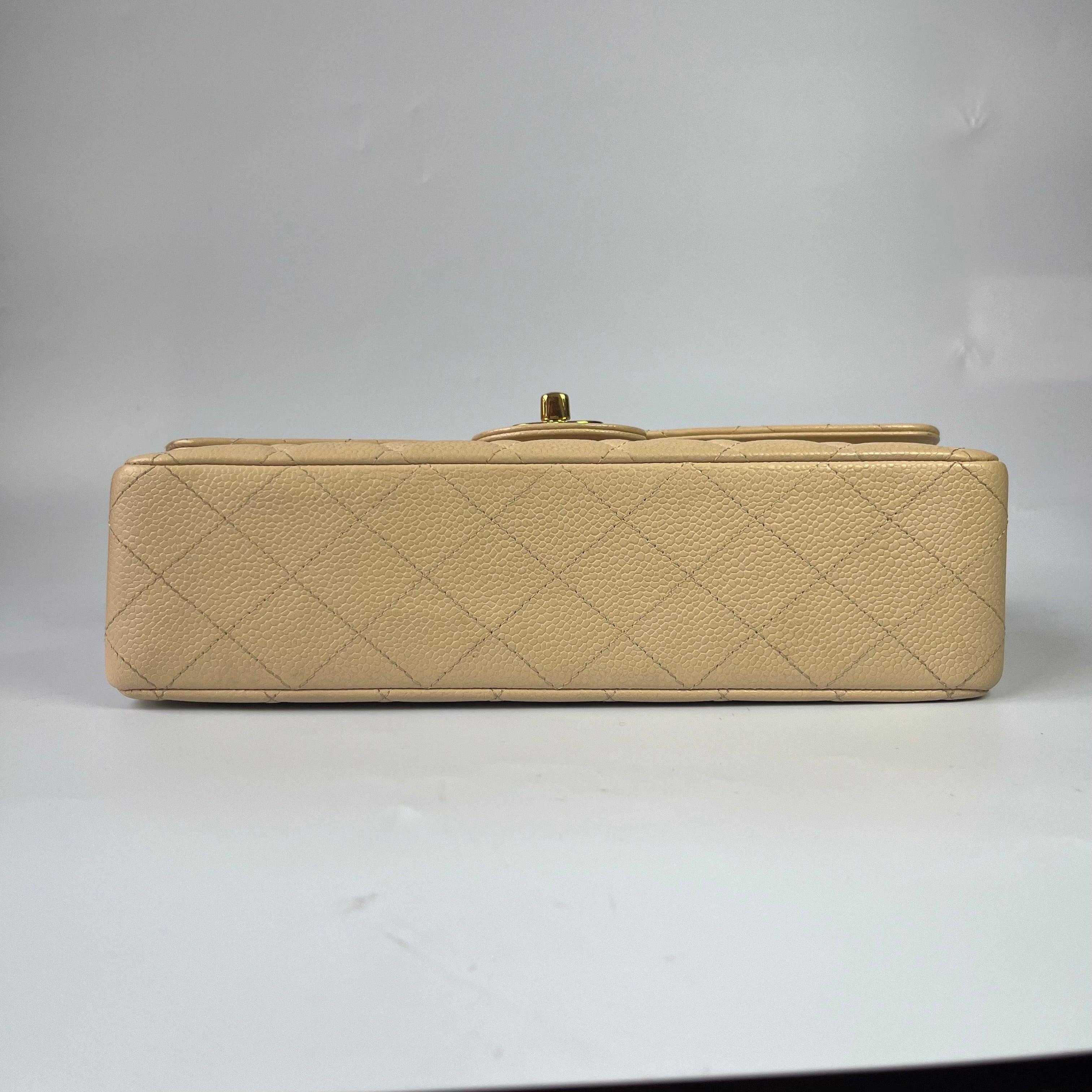 Chanel Timeless Classic Flap Medium Beige Caviar Leather Gold Hardware 2009-2010 2
