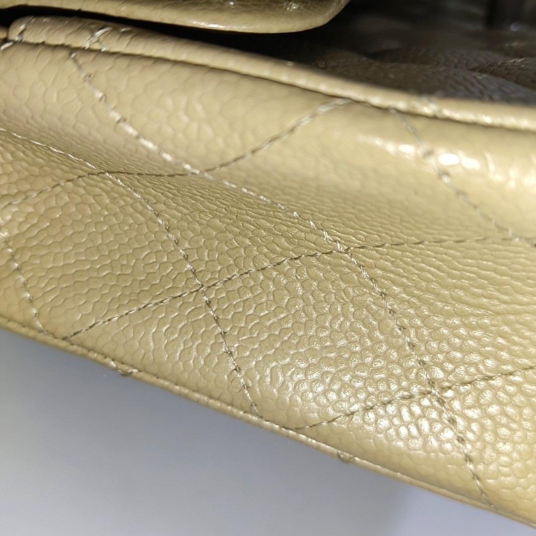 Chanel Timeless Classic Flap Medium Beige Caviar Leather Silver Hardware 2005 7