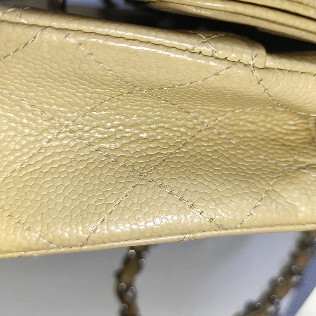 Chanel Timeless Classic Flap Medium Beige Caviar Leather Silver Hardware 2005 8