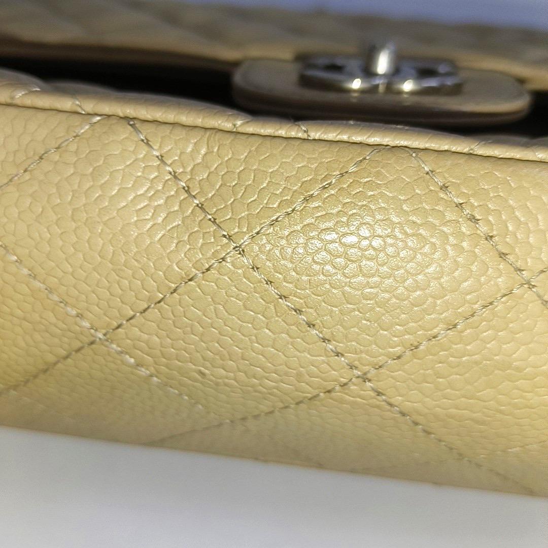 Chanel Timeless Classic Flap Medium Beige Caviar Leather Silver Hardware 2005 9
