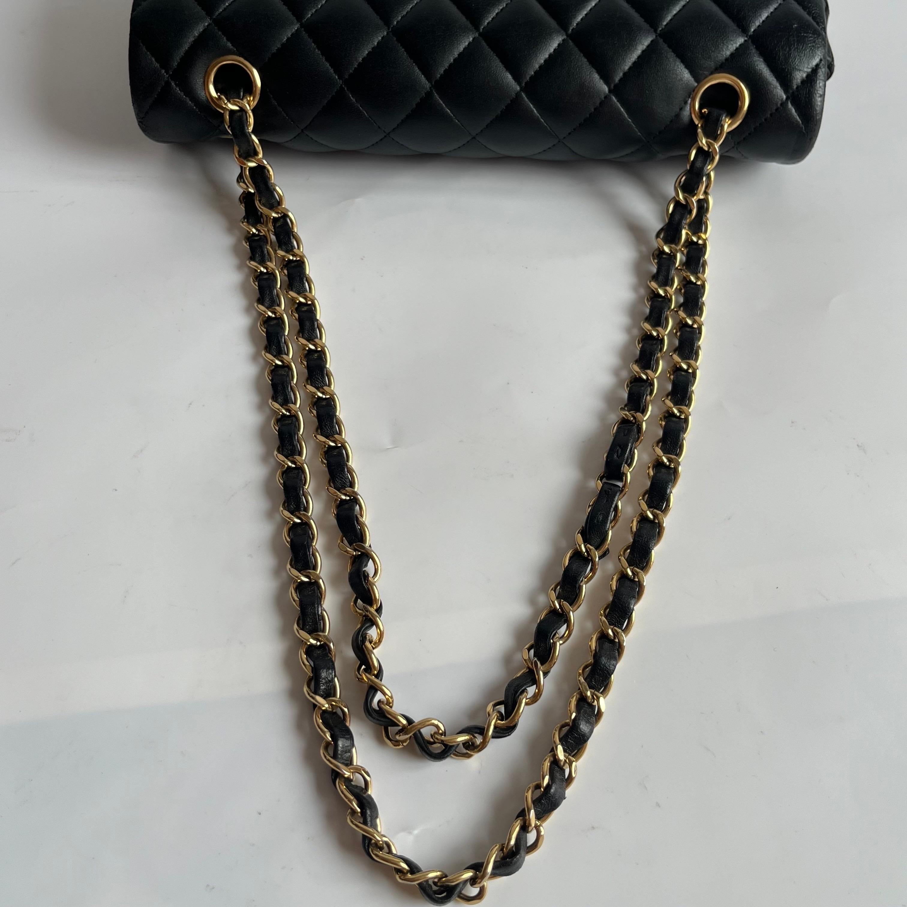 Chanel Timeless Classic Flap Medium Black Lambskin Leather Gold Hardware 2014 For Sale 10