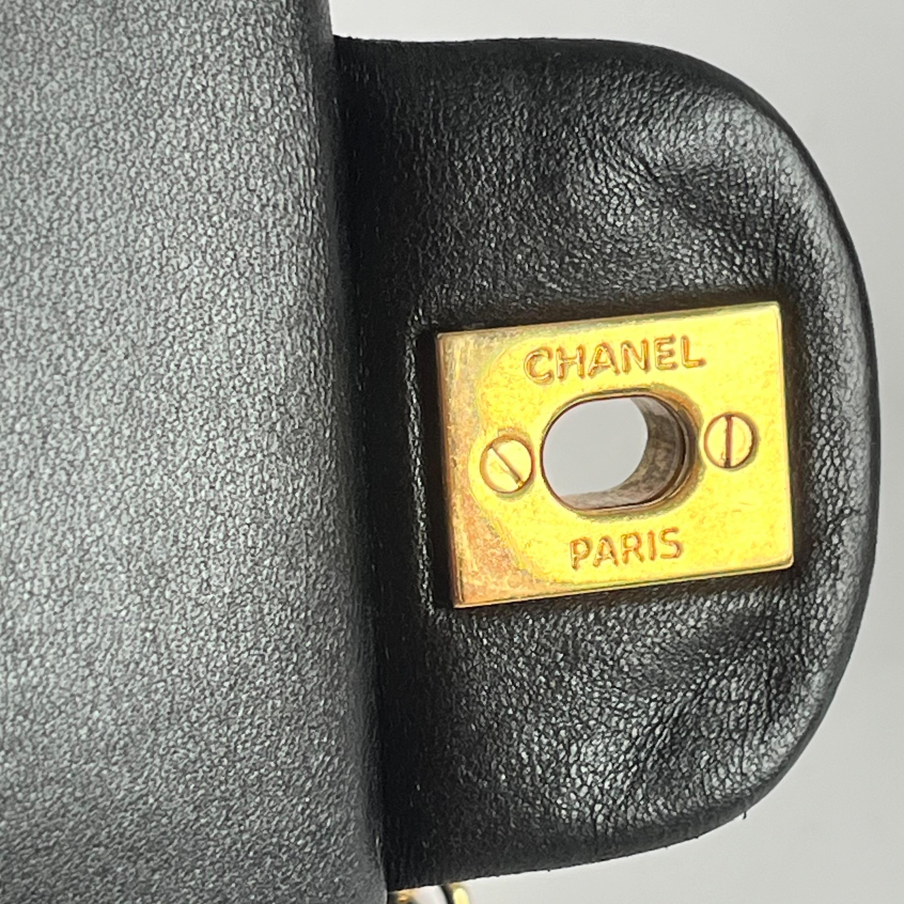 Chanel Timeless Classic Flap Medium Black Lambskin Leather Gold Hardware 2014 For Sale 11
