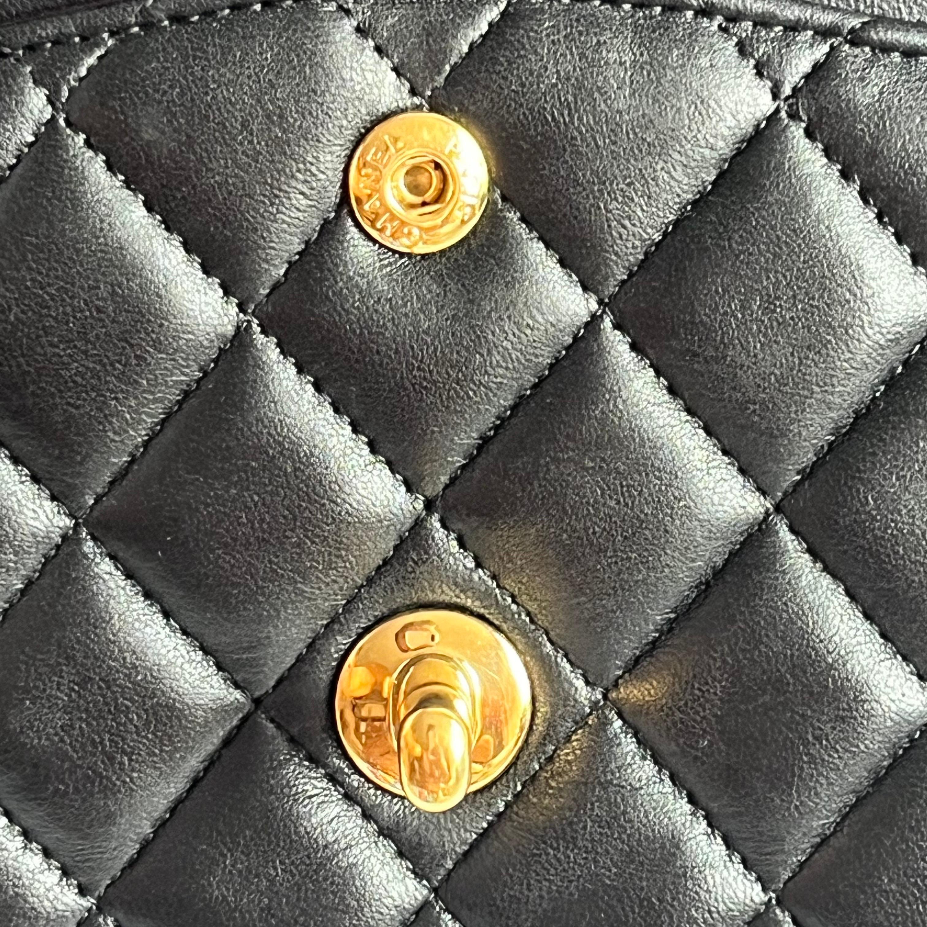 Chanel Timeless Classic Flap Medium Black Lambskin Leather Gold Hardware 2014 For Sale 14
