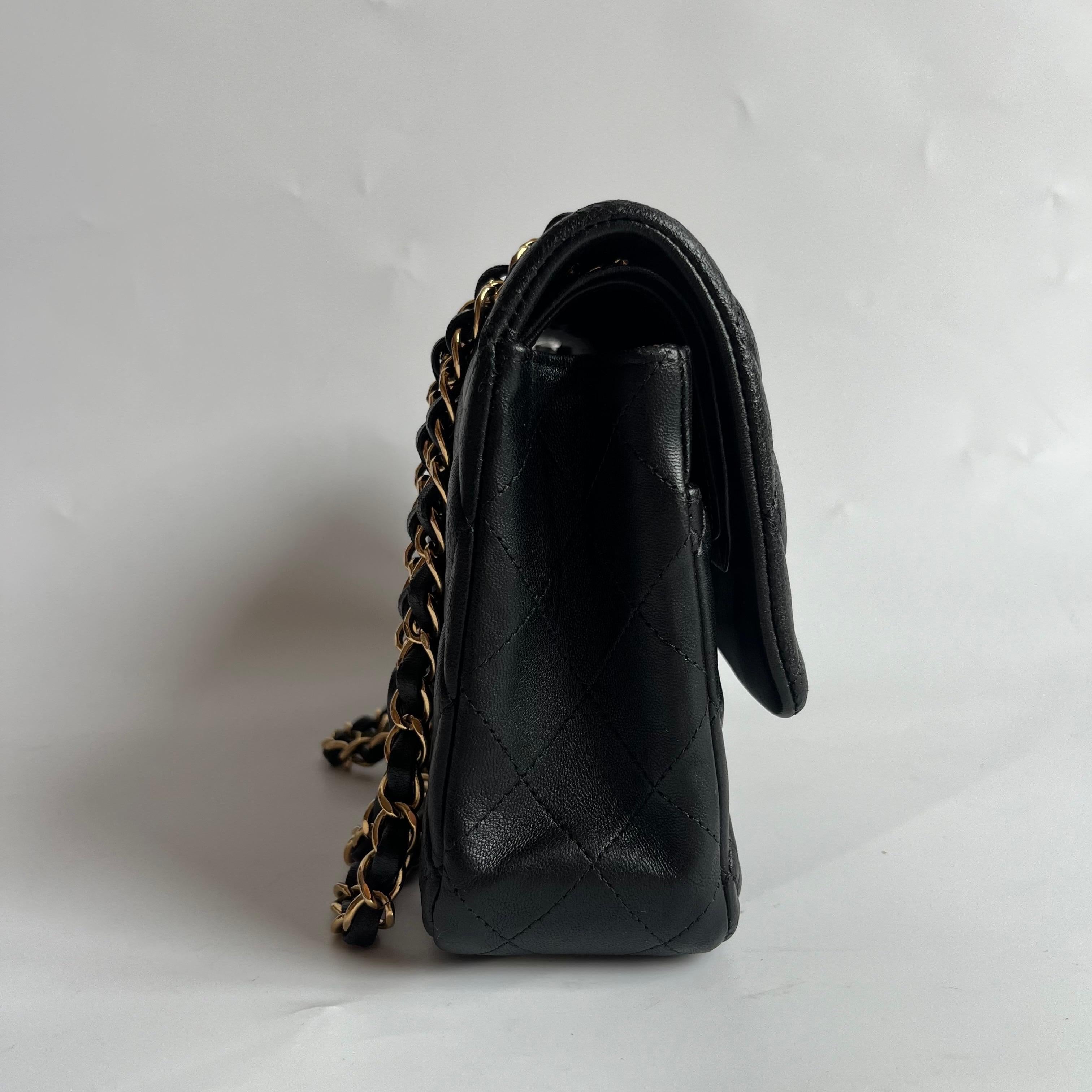 Chanel Timeless Classic Flap Medium Black Lambskin Leather Gold Hardware 2014 For Sale 1