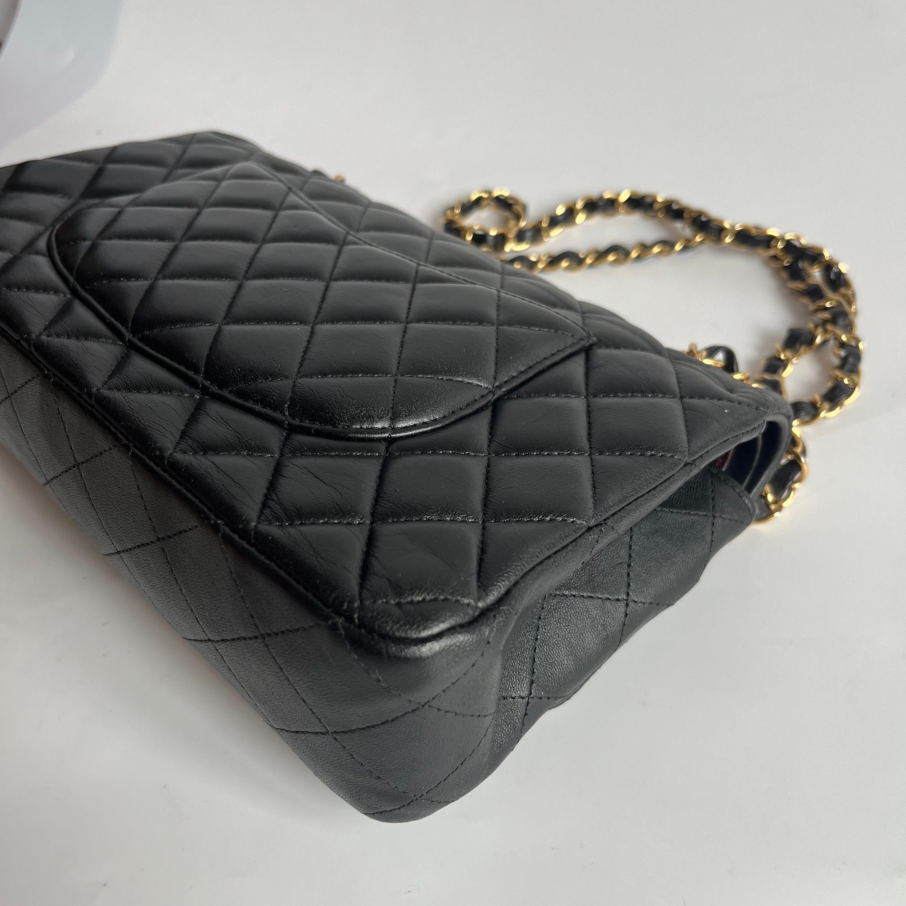 Chanel Timeless Classic Flap Medium Black Lambskin Leather Gold Hardware 2014 For Sale 5
