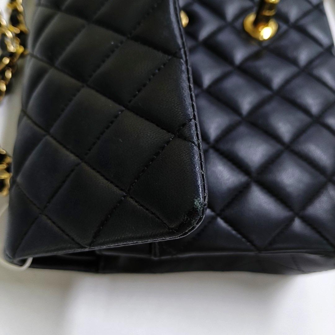 Chanel Timeless Classic Flap Medium Black Lambskin Leather Gold Hardware 2019 For Sale 14