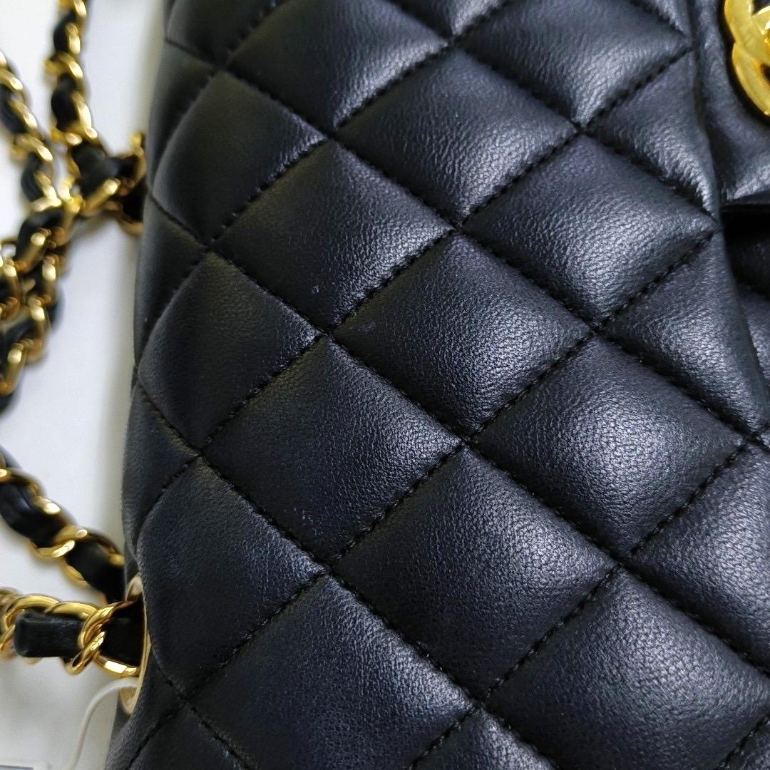 Chanel Timeless Classic Flap Medium Black Lambskin Leather Gold Hardware 2019 For Sale 2