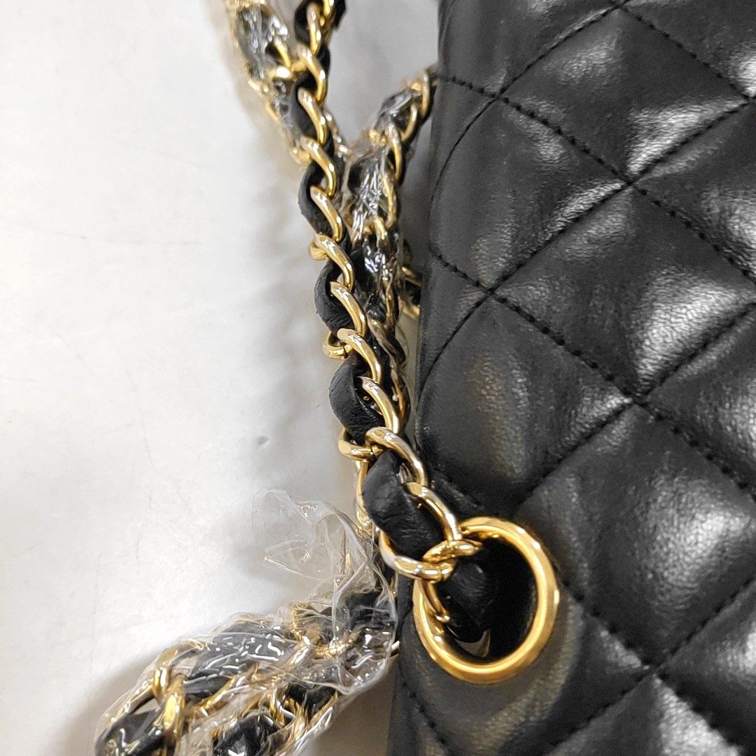 Chanel Timeless Classic Flap Medium Black Lambskin Leather Gold Hardware 14