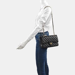 Chanel Timeless Classic Flap Medium Black Lambskin Leather Gold Hardware