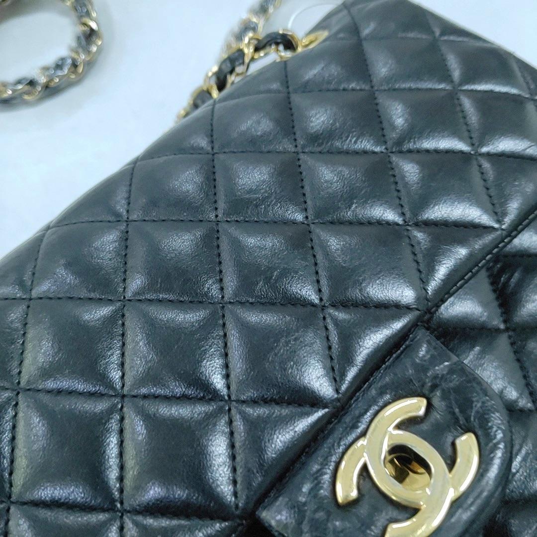 Chanel Timeless Classic Flap Medium Black Lambskin Leather Gold Hardware 5