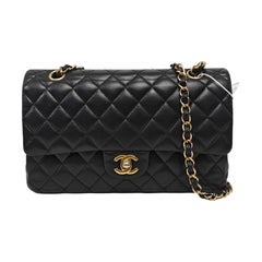 Chanel Timeless Classic Flap Medium Black Lambskin Leather Gold Hardware