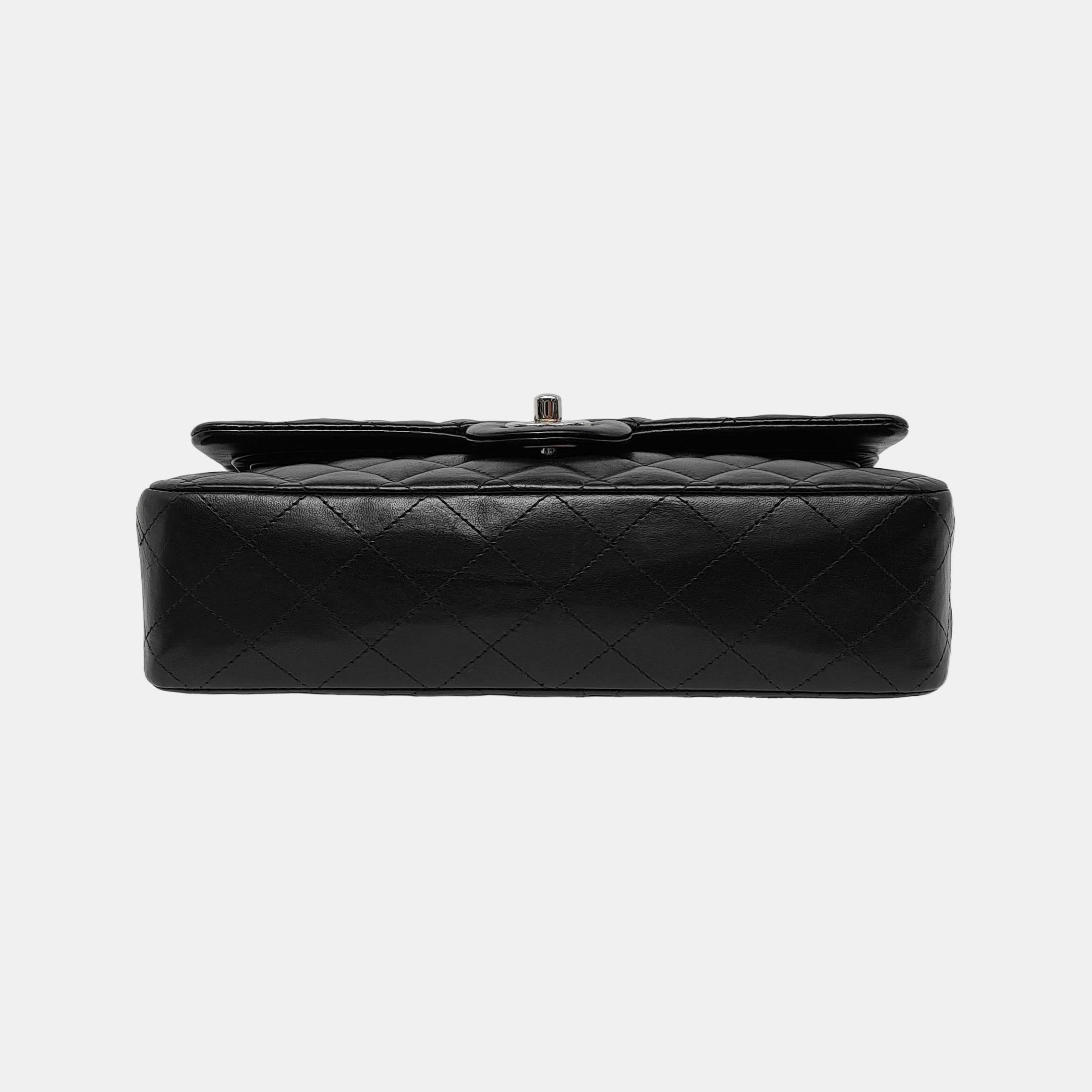 Chanel Timeless Classic Flap Medium Black Lambskin Leather Silver Hardware, 2013 1
