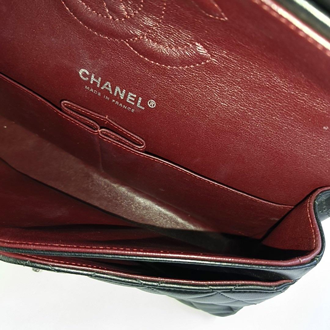 Chanel Timeless Classic Flap Medium Black Lambskin Leather Silver Hardware 2